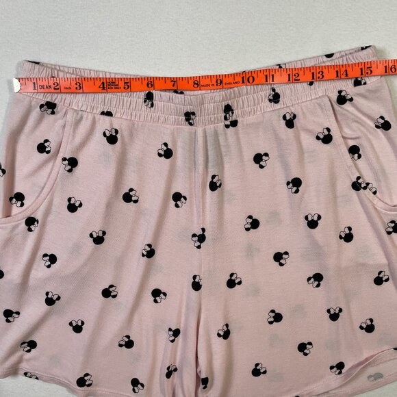 Disney Minnie Mouse Pink Pajama Set Short Sleeve Top Shorts Pockets Size M - Picture 12 of 16